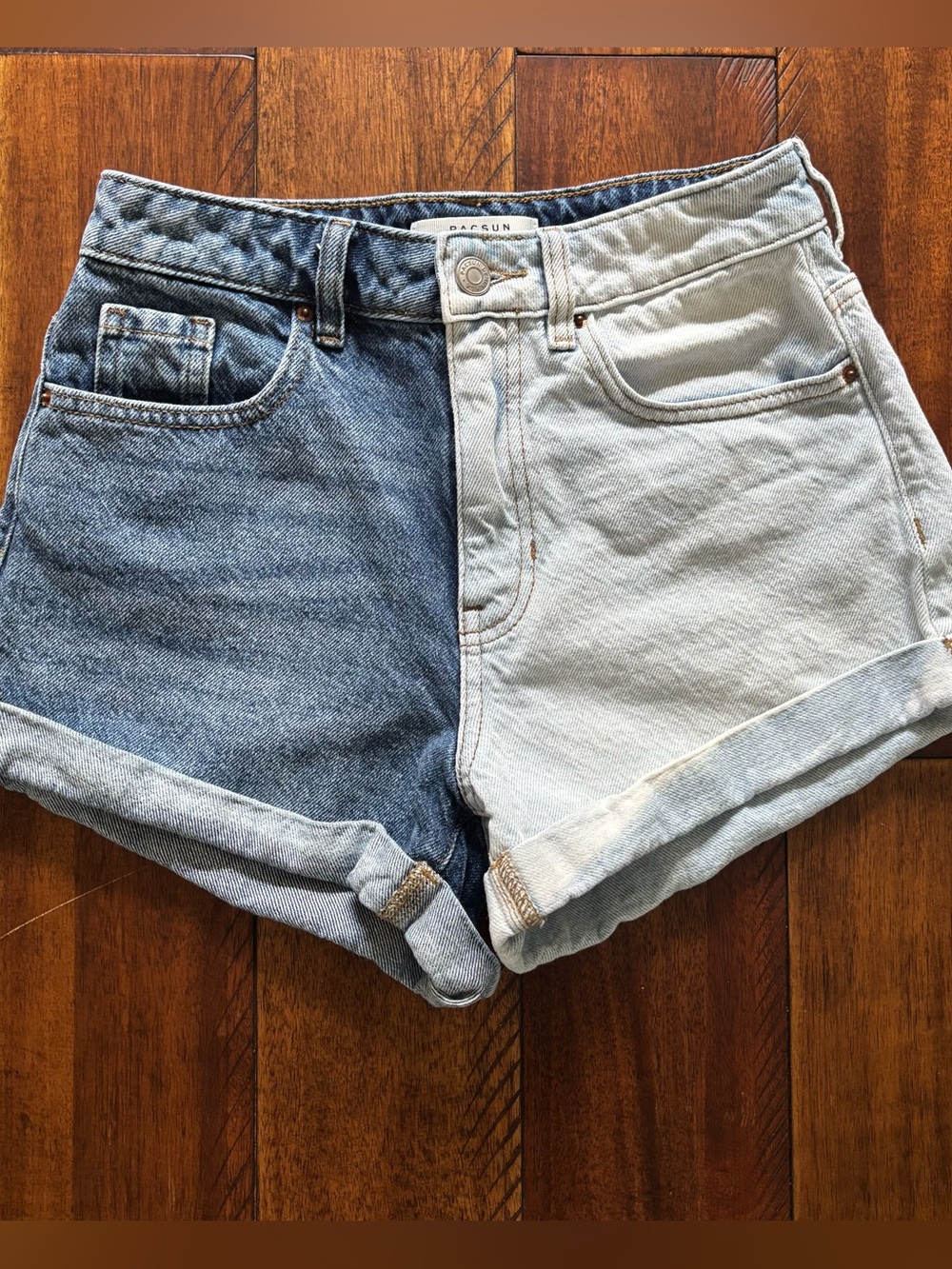 PacSun - Two-Tone High-Rise Denim Shorts - Light Wash & Medium Wash